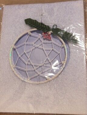 NWT & Sealed! Holiday Dreamcatcher Ornament - White with Green Accents